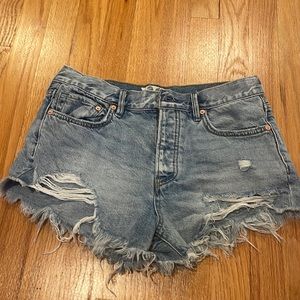Free people loving good vibrations cutoff shorts light wash